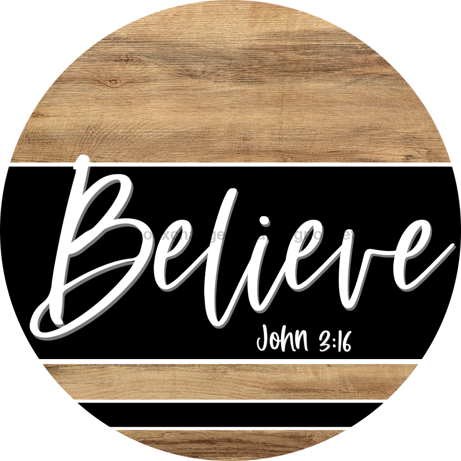 Wooden Believe Door Hanger, DCO-13729-DH, 18in Wood Sign