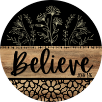 Thumbnail for Wooden Believe Door Hanger, DCO-13734-DH, 18in Wood Sign