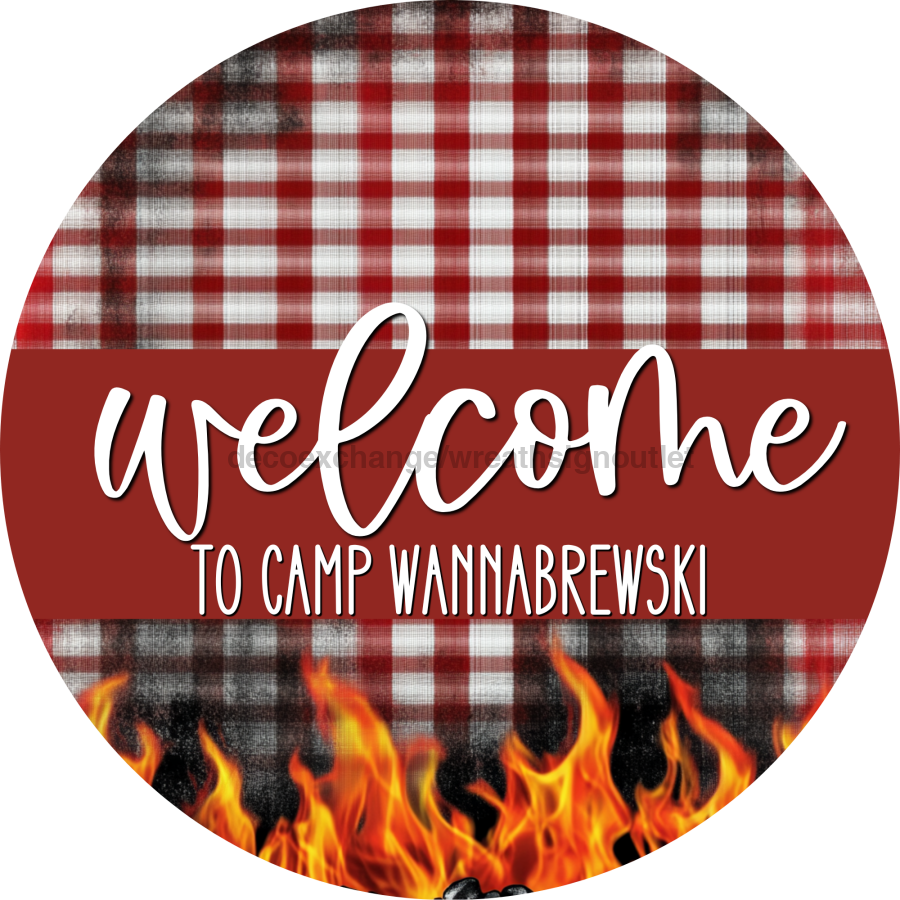 Wooden Fathers Day Camp Wannabrewski Door Hanger, DCO-13693-DH, 18in Wood Sign