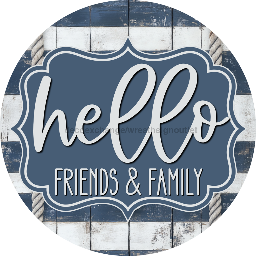 Wooden Nautical Hello Door Hanger, DCO-13688-DH, 18in Wood Sign