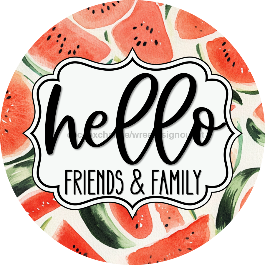 Wooden Watermelon Hello Door Hanger, DCO-13689-DH, 18in Wood Sign