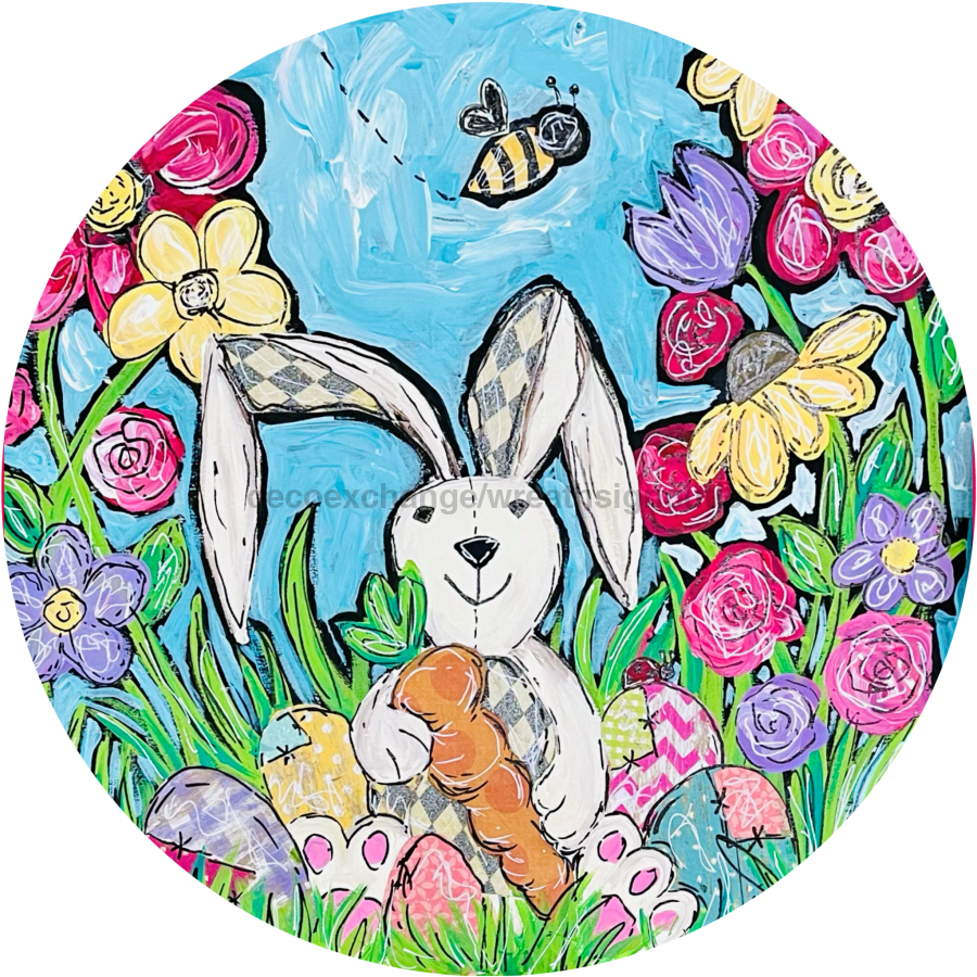 10 Rabbit Easter Metal Wreath Sign - CH-013