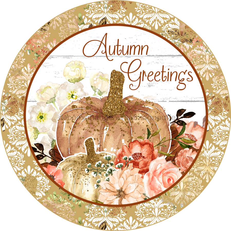 Autumn Greetings 10" Vinyl Wreath Sign - VINYL-DECOE-076