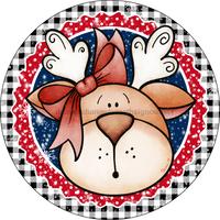 Thumbnail for Christmas Reindeer Red/White 10" Vinyl Wreath Sign - VINYL-DECOE-083