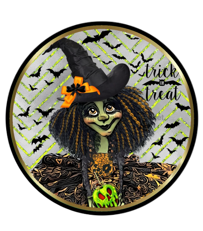 Halloween Witch Black Edge 10" Vinyl Wreath Sign - DECOE-041