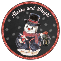 Thumbnail for Merry and Bright Snowman 10" Vinyl Wreath Sign - DECOE-073-VINYL