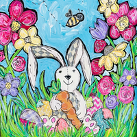Thumbnail for Rabbit Easter 10x10" Metal Wreath Sign - CH-008