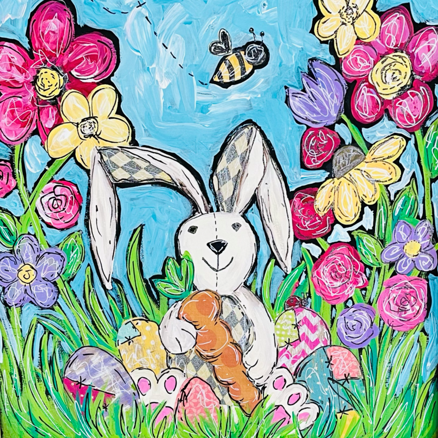 Rabbit Easter 10x10" Metal Wreath Sign - CH-008