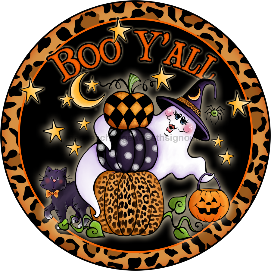 Boo Y'all 12" Metal Wreath Sign - DECOE-021