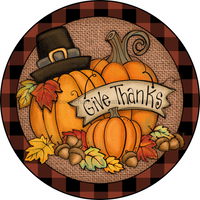 Thumbnail for Give Thanks 12" Metal Wreath Sign - DECOE-022