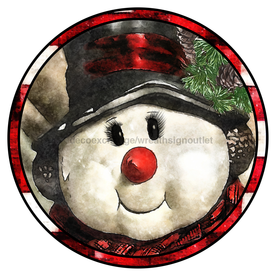 Snowman 12" Metal Wreath Sign - DECOE-043A