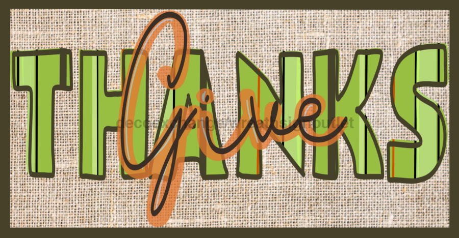 Fall Give Thanks Burlap 12x6" Metal Wreath Sign - DECOE-198