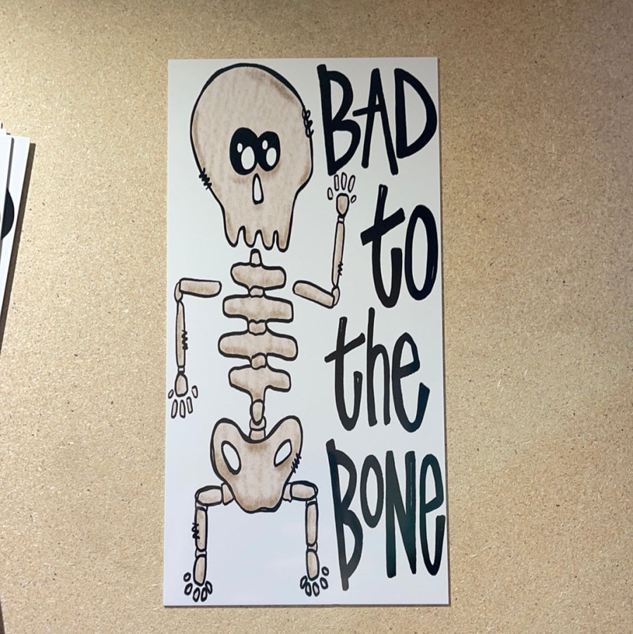 Halloween Male Skeleton Bad To The Bone 12x6" Metal Wreath Sign - DECOE-079