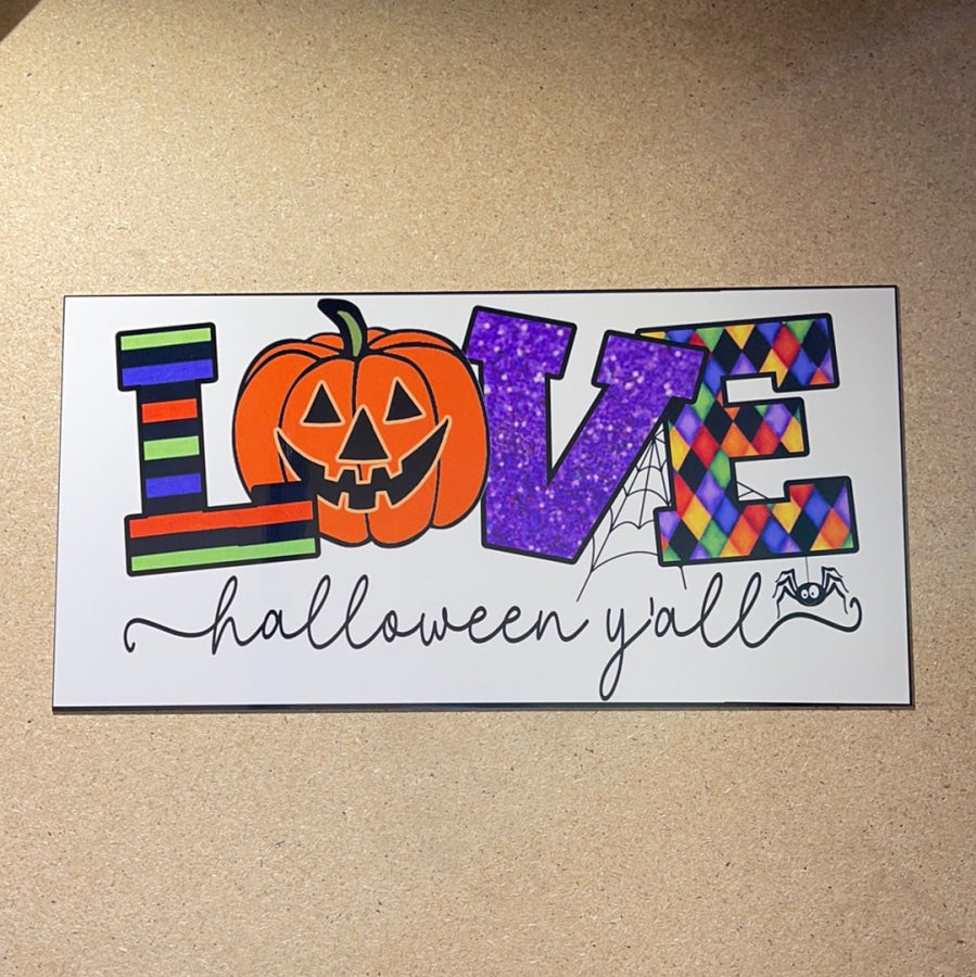 Love Halloween 12x6" Metal Wreath Sign - DECOE-161