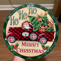 Thumbnail for Ho Ho Ho Reindeer w/ Truck 18" Wood Door Hanger - DECOE-027-DH