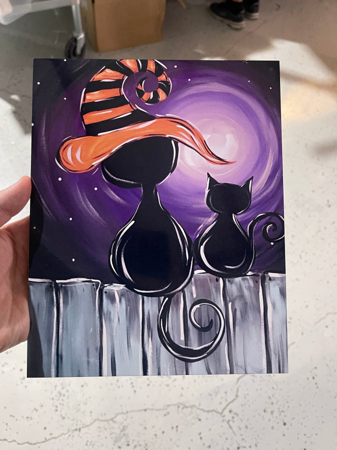 Halloween Cat On Fence Grey Exclusive 8x10" Metal Wreath Sign - CH-007G