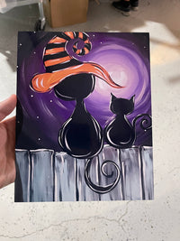 Thumbnail for Halloween Cat On Fence Grey Exclusive 8x10" Metal Wreath Sign - CH-007G
