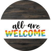 Thumbnail for Wreath Sign, All Are Welcome, Pride Sign, DECOE-1035, Sign For Wreath 10 round, metal sign, Pride