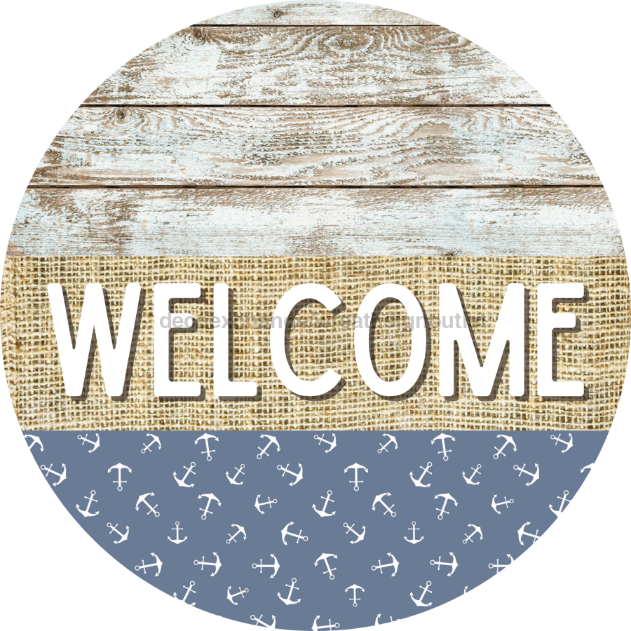 Wreath Sign, Anchor Sign, Crustaceancore Sign, DECOE-2085, Sign For Wreath, Round Sign, DecoExchange - DecoExchange¬Æ