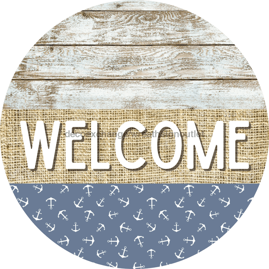 Wreath Sign, Anchor Sign, Crustaceancore Sign, DECOE-2085, Sign For Wreath, Round Sign 10 round, metal sign, Nautical