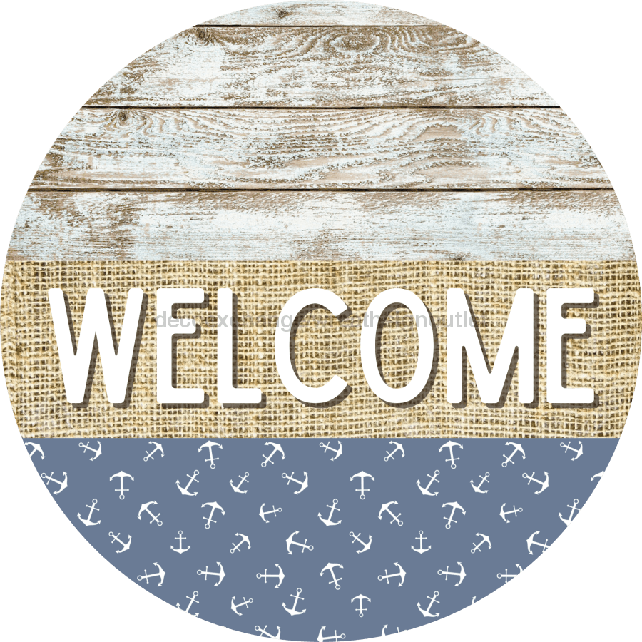Wreath Sign, Anchor Sign, Crustaceancore Sign, DECOE-2085, Sign For Wreath, Round Sign, DecoExchange - DecoExchange¬Æ