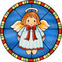 Thumbnail for Wreath Sign, Angel Sign, Christmas Sign, Stained Glass, DECOE-1100, Sign For Wreath, DecoExchange - DecoExchange¬Æ