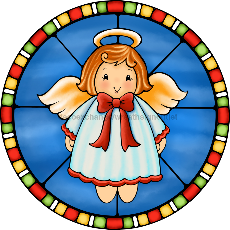 Wreath Sign, Angel Sign, Christmas Sign, Stained Glass, DECOE-1100, Sign For Wreath, DecoExchange - DecoExchange¬Æ