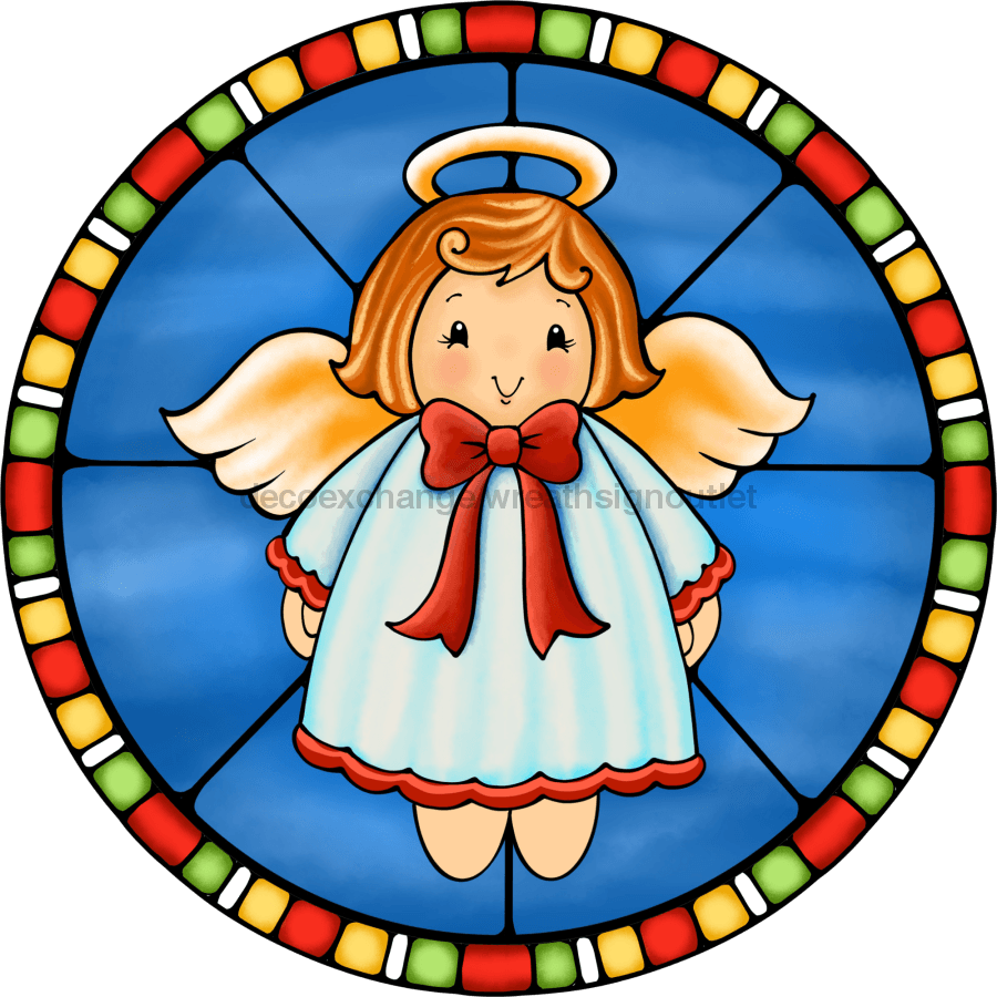Wreath Sign, Angel Sign, Christmas Sign, Stained Glass, DECOE-1100, Sign For Wreath, DecoExchange - DecoExchange¬Æ