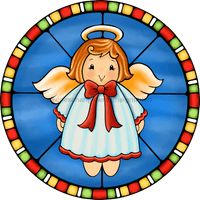 Thumbnail for Wreath Sign, Angel Sign, Christmas Sign, Stained Glass, DECOE-1100, Sign For Wreath, DecoExchange - DecoExchange¬Æ