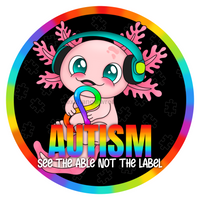Thumbnail for Autism Axolotl Chase Design Puzzle Background 10" Metal Wreath Sign - CR-119