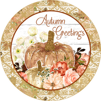 Thumbnail for Autmn Greetings 12" Metal Wreath Sign - DECOE-103A