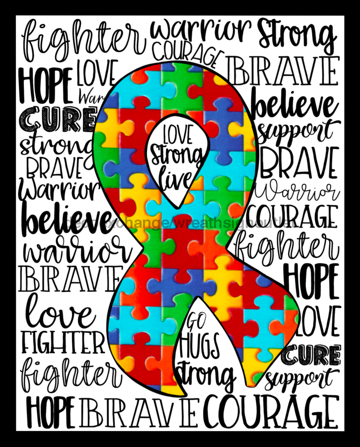Wreath Sign, Awareness Sign, Autism, 8x10" Metal Sign DECOE-890, Sign For Wreath, DecoExchange - DecoExchange