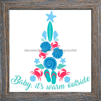 Thumbnail for Wreath Sign, Baby It's Warm Outside, Beach Christmas Sign, 10