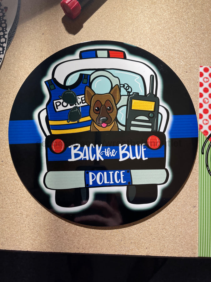 Back The Blue 10" Metal Wreath Sign - CR-005
