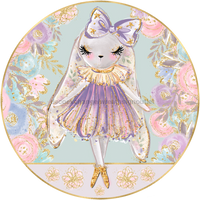 Thumbnail for Wreath Sign, Ballerina Bunny, Round Easter Sign, Glam Easter Sign, DECOE-516, Sign For Wreath, DecoExchange - DecoExchange