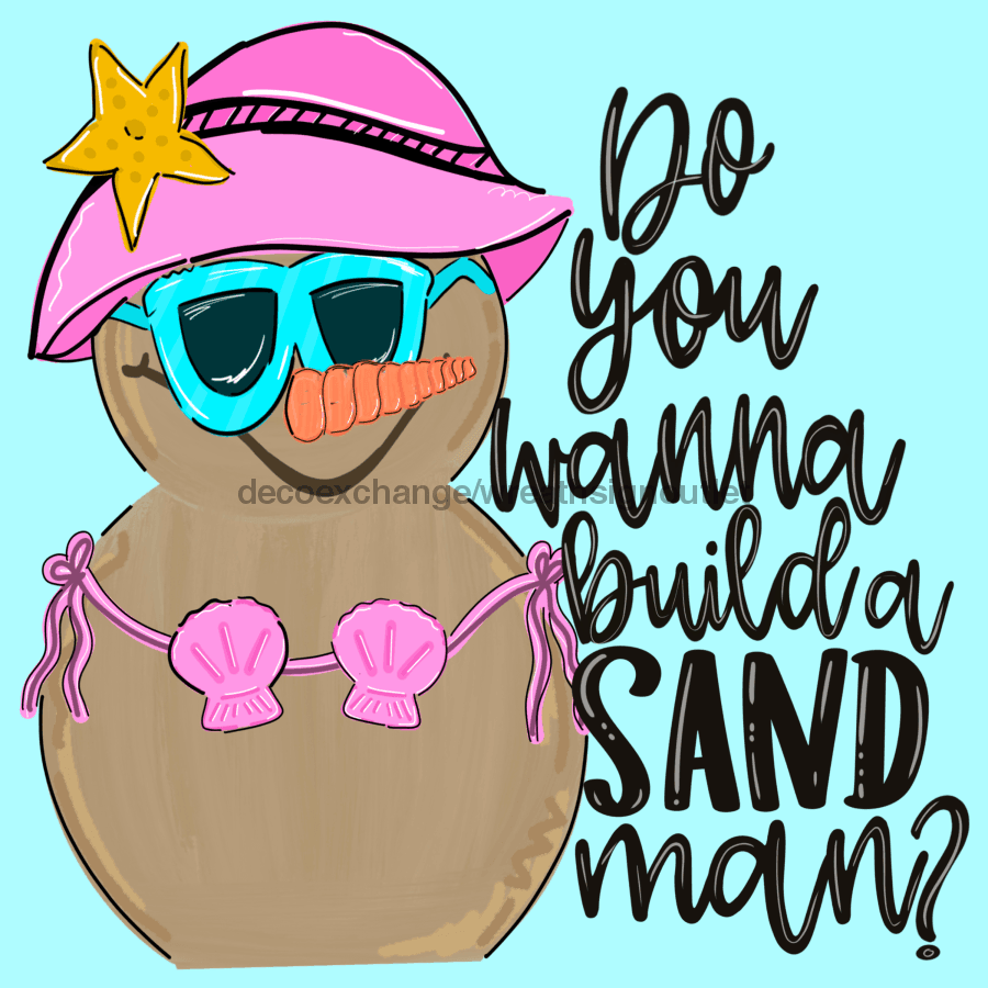 Wreath Sign, Beach Christmas, Build A Sandman, Christmas Sign, 10"x10" Metal Sign, DECOE-947, Sign For Wreath, DecoExchange - DecoExchange