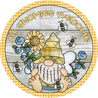 Thumbnail for Bee Gnome Gnomies 10" Metal Wreath Sign - DECOE-248