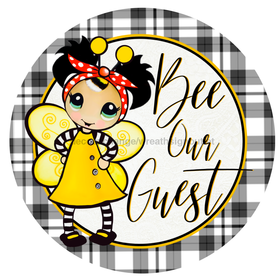 Bee Bee Our Guest 10" Metal Wreath Sign - DECOE-286