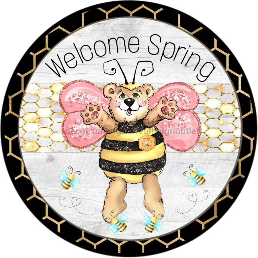 Bee Spring 10" Metal Wreath Sign - DECOE-293