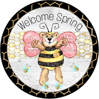 Thumbnail for Bee Spring 10" Metal Wreath Sign - DECOE-293