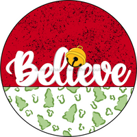 Thumbnail for Believe Christmas 10" Metal Wreath Sign - CR-035