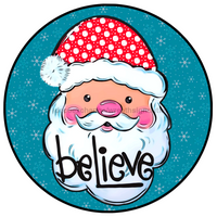Thumbnail for Believe Santa 10" Metal Wreath Sign - DECOE-172