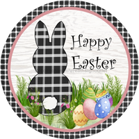 Thumbnail for Wreath Sign, Black and White Easter, Round Easter Sign, DECOE-521, Sign For Wreath, DecoExchange - DecoExchange