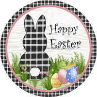 Thumbnail for Wreath Sign, Black and White Easter, Round Easter Sign, DECOE-521, Sign For Wreath metal sign, 12 round, easter