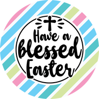 Thumbnail for Wreath Sign, Blessed Easter, Round Easter Sign, Religious Easter Sign, DECOE-470, Sign For Wreath, DecoExchange - DecoExchange