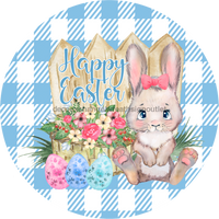 Thumbnail for Wreath Sign, Blue Easter Sign, Plaid Bunny, 10