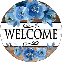 Thumbnail for Wreath Sign, Blue Flowers Sign, Welcome Sign, Round Sign, DECOE-509, Sign For Wreath, DecoExchange - DecoExchange