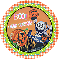 Thumbnail for Wreath Sign, Boo Sign, Halloween Sign, DECOE-1162, Sign For Wreath, Round Sign, DecoExchange - DecoExchange¬Æ