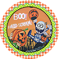 Thumbnail for Wreath Sign, Boo Sign, Halloween Sign, DECOE-1162, Sign For Wreath, Round Sign, DecoExchange - DecoExchange¬Æ