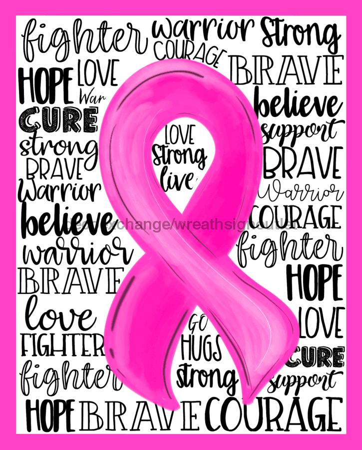 Wreath Sign, Breast Cancer Awareness Sign, 8x10" Metal Sign DECOE-916, Sign For Wreath, DecoExchange - DecoExchange